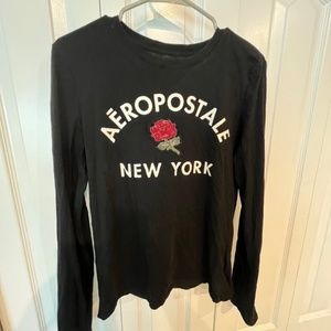 Black Aeropostale Rose Classic Crew